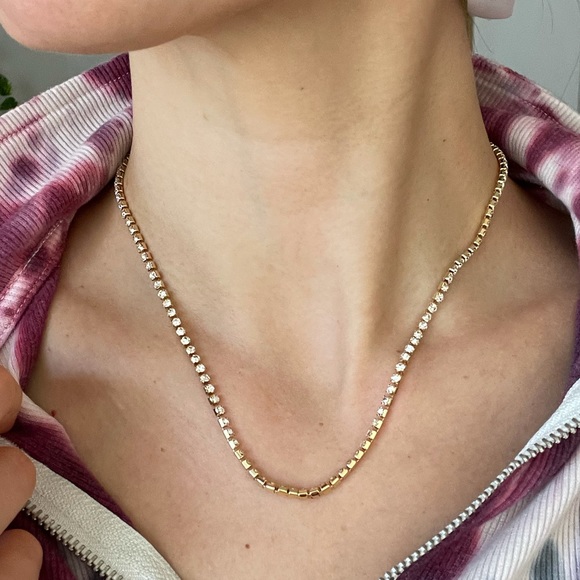 BaubleBar NWT Crystal Baguette Collar Necklace - Gold - Picture 7 of 9